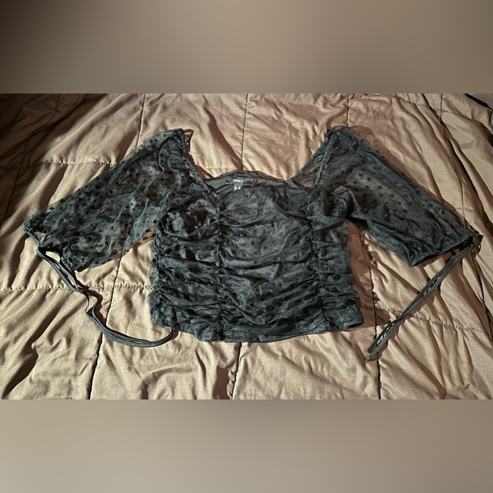 Nwot Black Cropped Polka dot off the shoulder Crop top Size 2xl